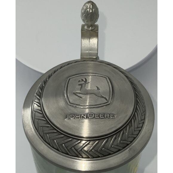 John Deere Glass Beer Stein with Silver Metal Lid Historical Logos With Years - Picture 6 of 10